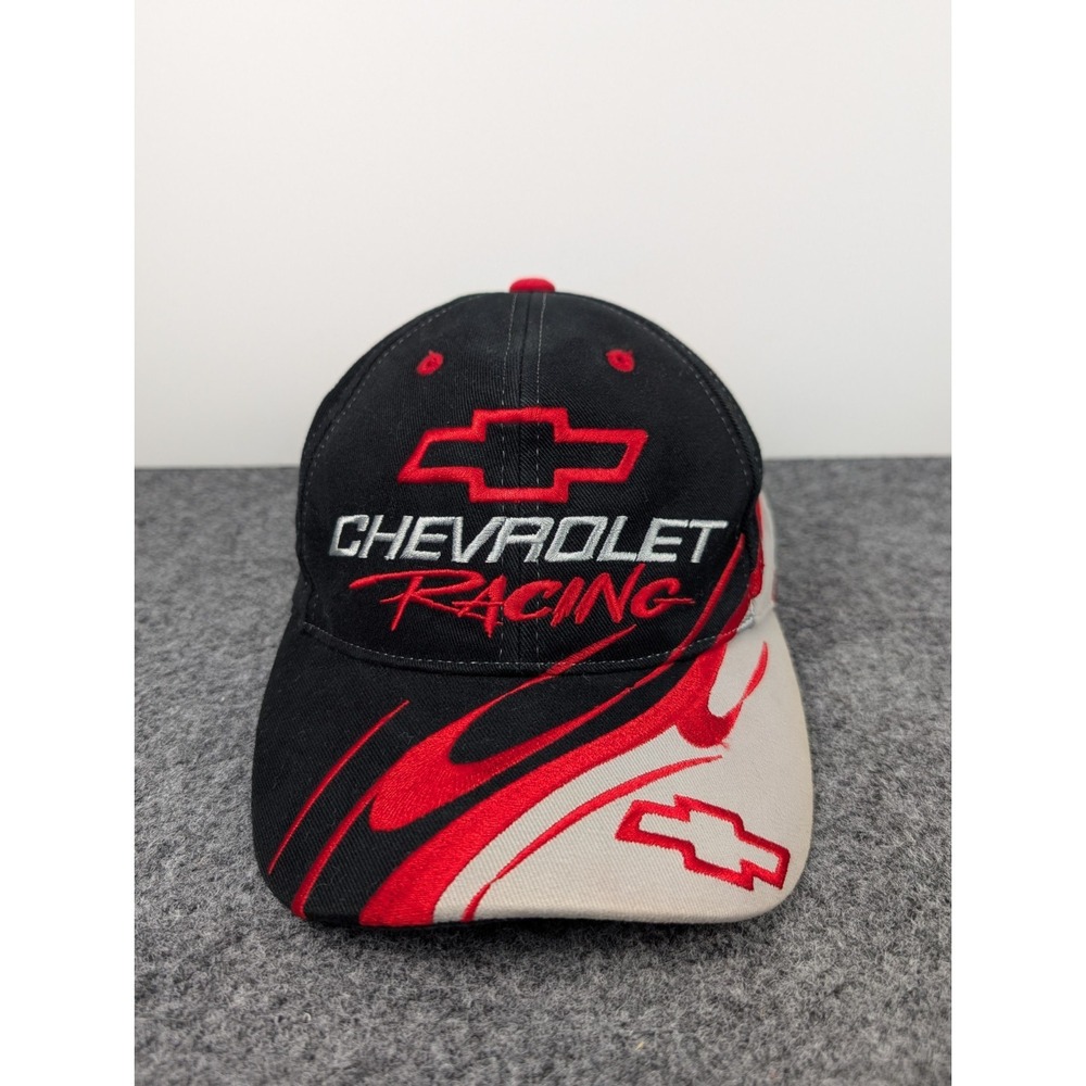 Vintage Chevrolet Racing Hat Cap Snapback Black Grey Chevy Bowtie CFS NASCAR Y2K